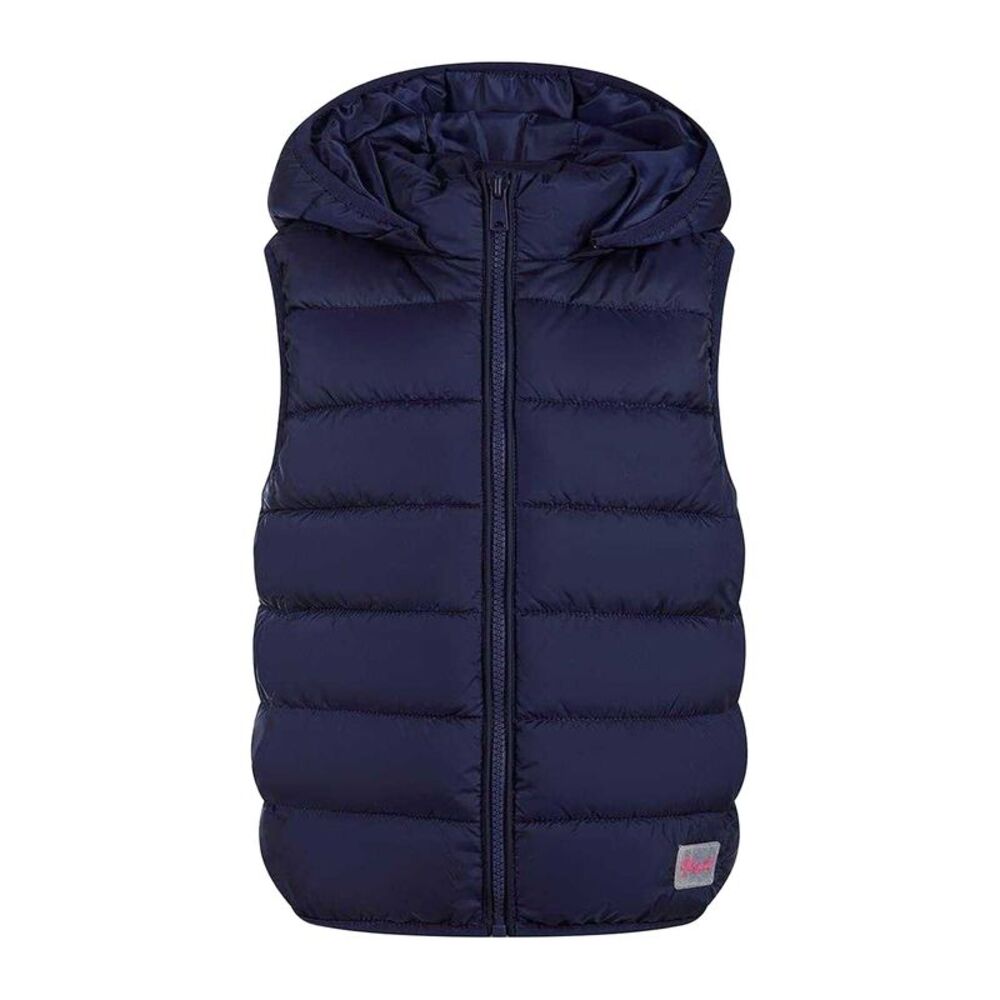Minoti Girls Quilted Detachable Hood Vest / Dark Blue